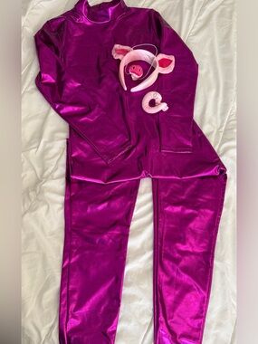 Pig Costume - Magenta Metallic jumpsuit with Pig Accessories